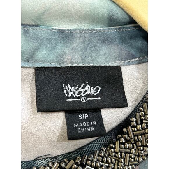 Mossimo Target Pastel Blue Pink Gray Faux Wrap Beaded Neck  Blouse - Picture 9 of 9